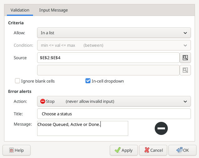 Gnumeric 1.12.57 list validation with absolute source range and In-cell dropdown enabled