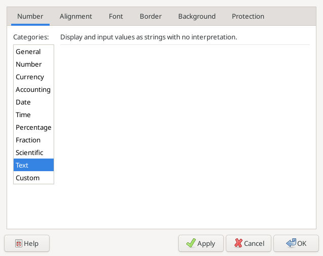 Gnumeric 1.12.57 Text format selected before entering the zero-prefixed codes