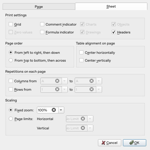 Calligra Sheets 25.04.2 reopened ODS scaling reverted to Fixed zoom 100 percent instead of the earlier page limits