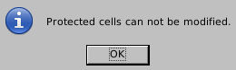OpenOffice displays Protected cells can not be modified after an attempted formula overwrite.